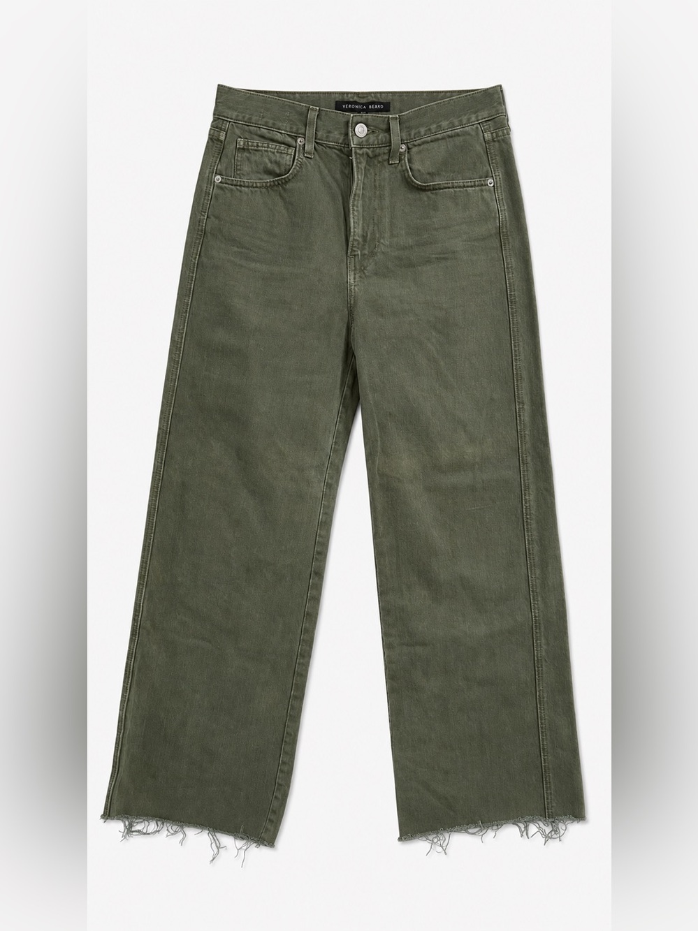 Veronica Beard Taylor Relaxed Wide Leg High Rise Jeans Clover Green 28